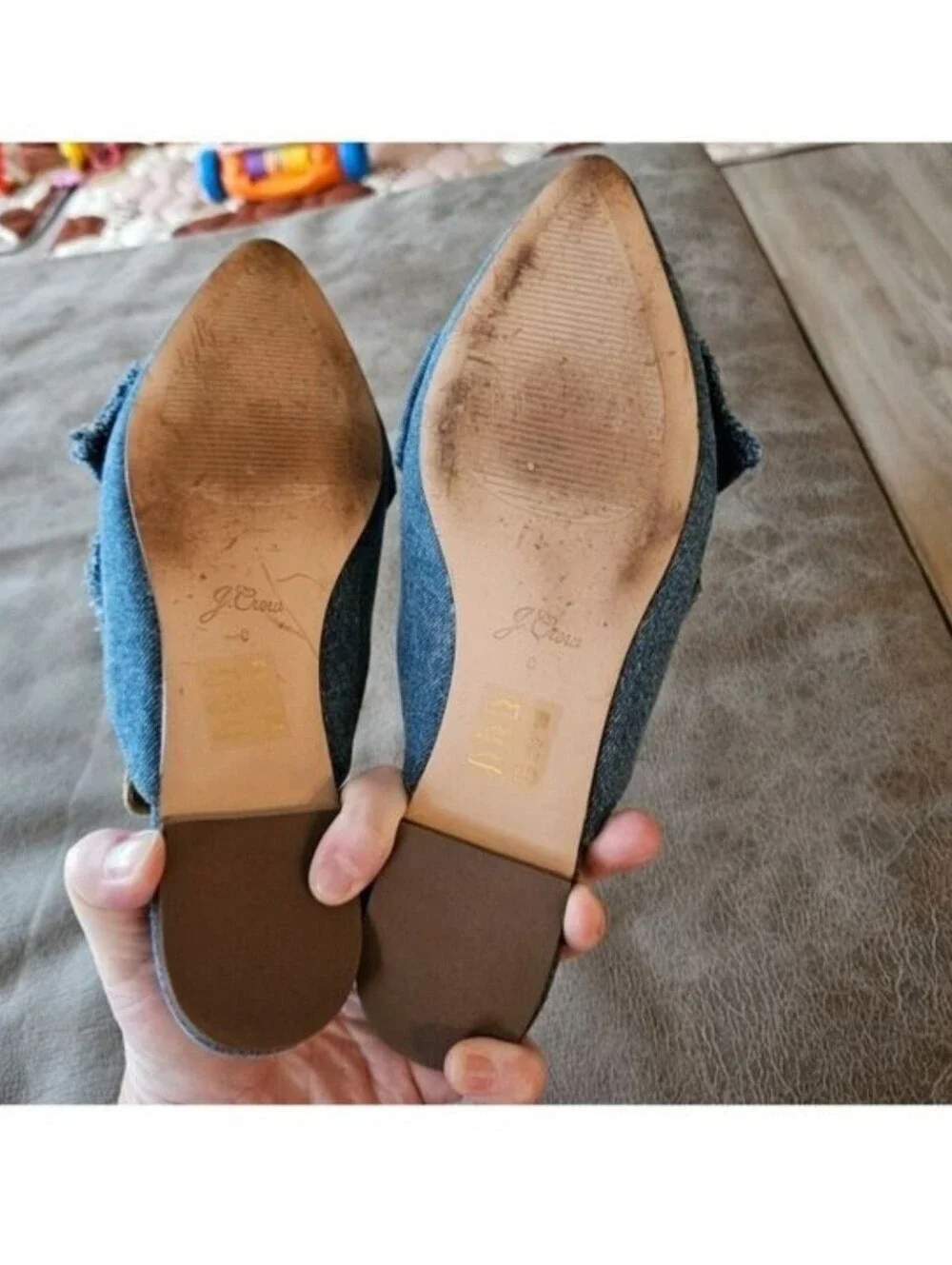 J. Crew Pointed-Toe Slides In Denim Size 8